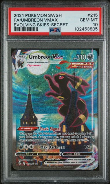 2021 POKEMON SWSH EVOLVING SKIES FA UMBREON VMAX #215 SECRET PSA 10 GEM MT